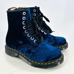 New Dr. Martens Blue Velvet Vegan Grunge Punk Goth Combat Boots